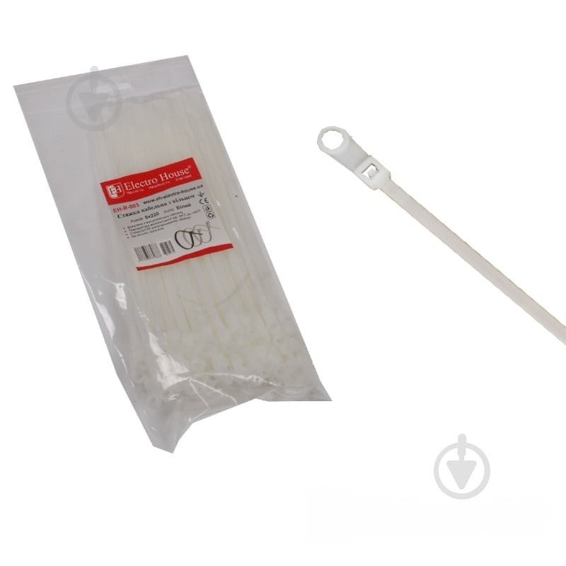 Стяжка кабельна ElectroHouse EH-R-0030 білий - фото 1