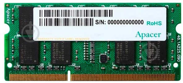 Оперативна пам'ять Apacer SODIMM DDR3 4 GB (1x4GB) 1600 MHz (DV.04G2K.KAM) - фото 1 Оперативна пам'ять Apacer SODIMM DDR3 4 GB (1x4GB) 1600 MHz (DV.04G2K.KAM) - фото 1