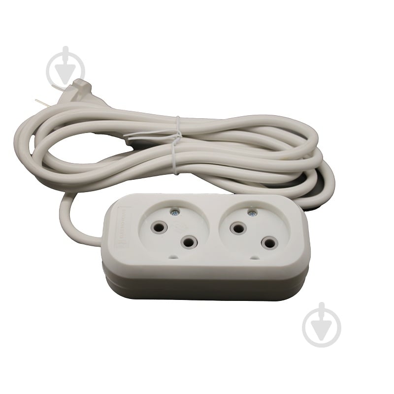 Удлинитель бытовой ElectroHouse без заземления 2 гн. белый 2 м EH-2253 - фото 1