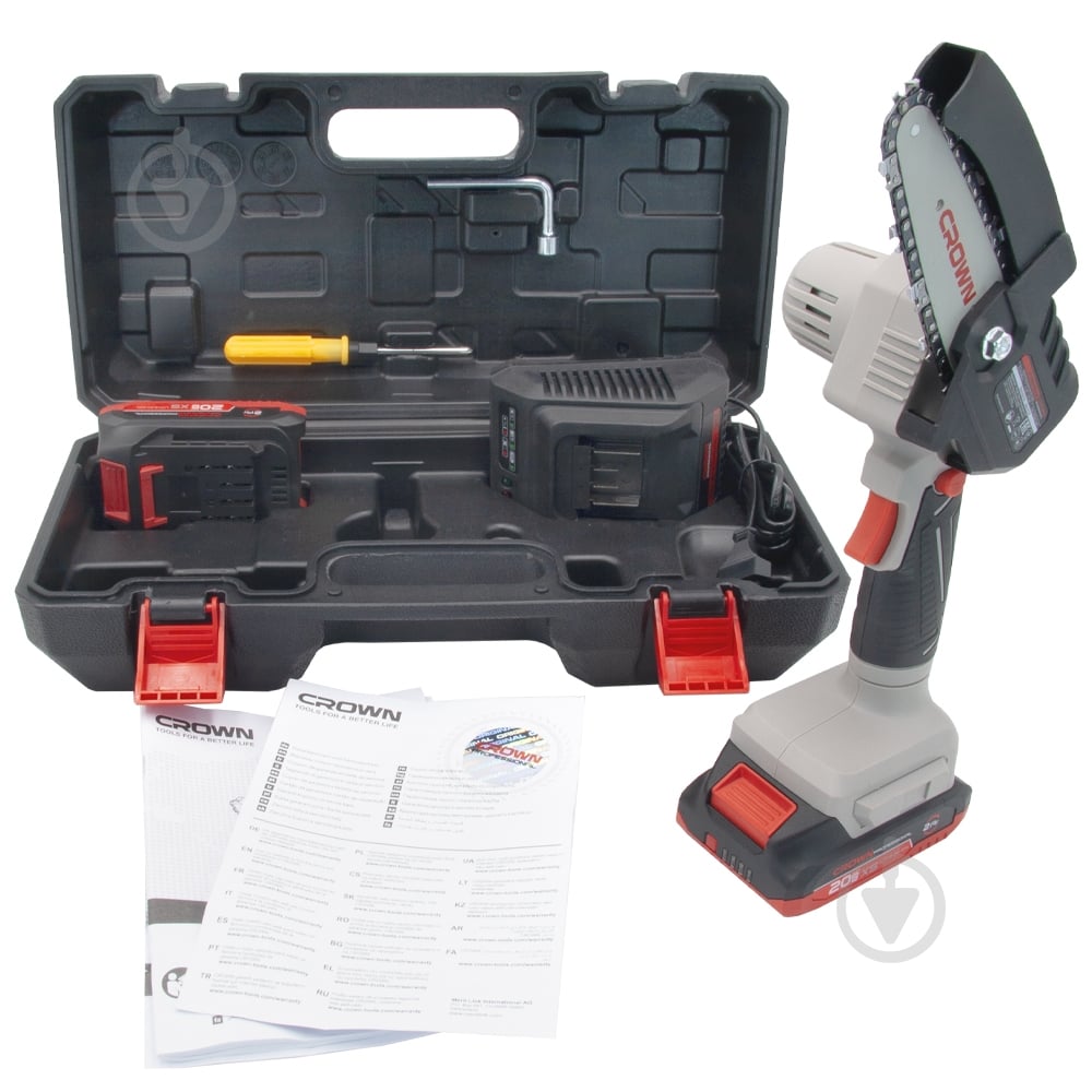 Пила мини аккумуляторная Crown Аккумуляторная минипила цепная CROWN CT25019XS-2 BMC - фото 6