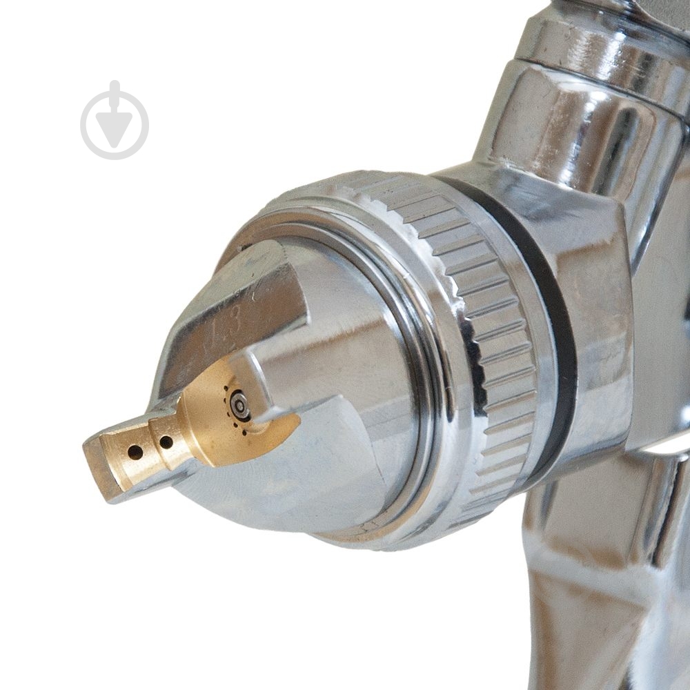 Краскораспылитель пневматический Sigma HVLP Ø 1.3+1.8 мм (хром) с верхним баком (пластиковый) 6812151 - фото 3