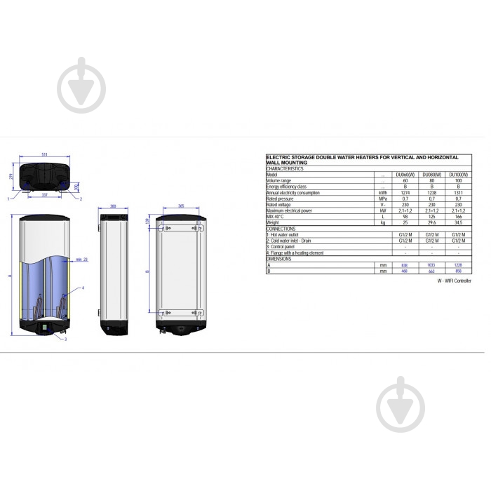 Бойлер Eldom GALANT DRY 60 3x 1000 W - фото 6