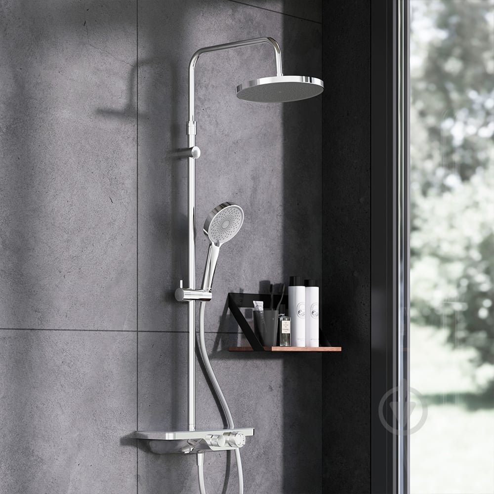 Душевая система Damixa 947760000 Apollo, с ванно-душевым термостатическим смесителем-полкой - фото 2