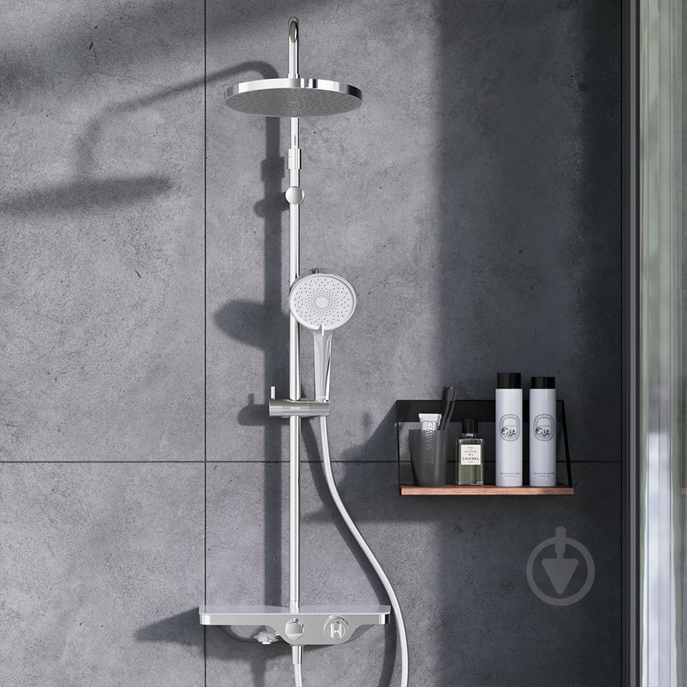 Душевая система Damixa 947760000 Apollo, с ванно-душевым термостатическим смесителем-полкой - фото 3