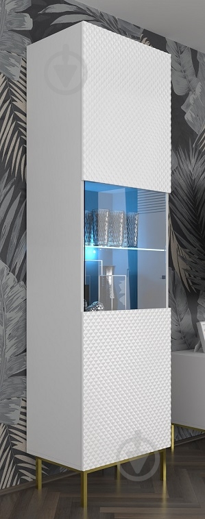 Вітрина BIM Furniture Ravenna 1д 2170х600х420 мм золотий / білий (RAVENNA_C_DIAMOND_MDF_HG_GLASS) - фото 5
