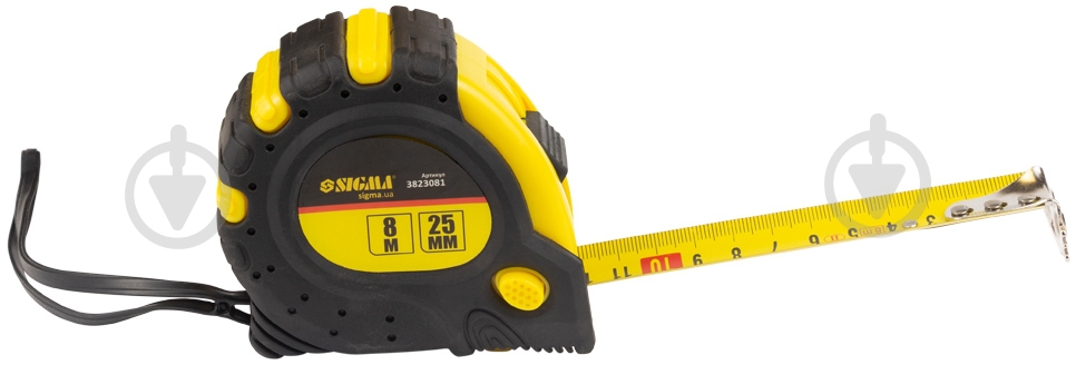 Рулетка Sigma магнітна фіксатор + гальмо 3823081 8  м x 25  мм - фото 8