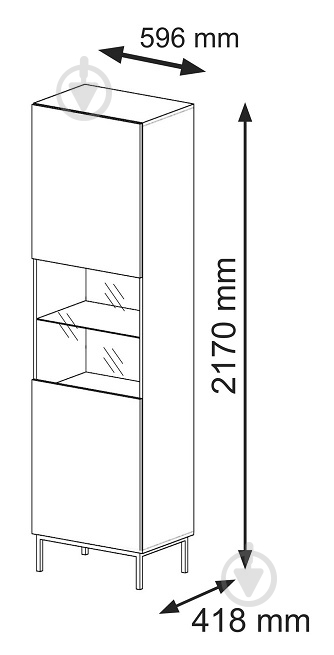 Вітрина BIM Furniture Ravenna 1д 2170х600х420 мм чорний матовий / білий матовий (RAVENNA_B_FOILED_MDF_GLASS_CAS) - фото 3 Вітрина BIM Furniture Ravenna 1д 2170х600х420 мм чорний матовий / білий матовий (RAVENNA_B_FOILED_MDF_GLASS_CAS) - фото 3