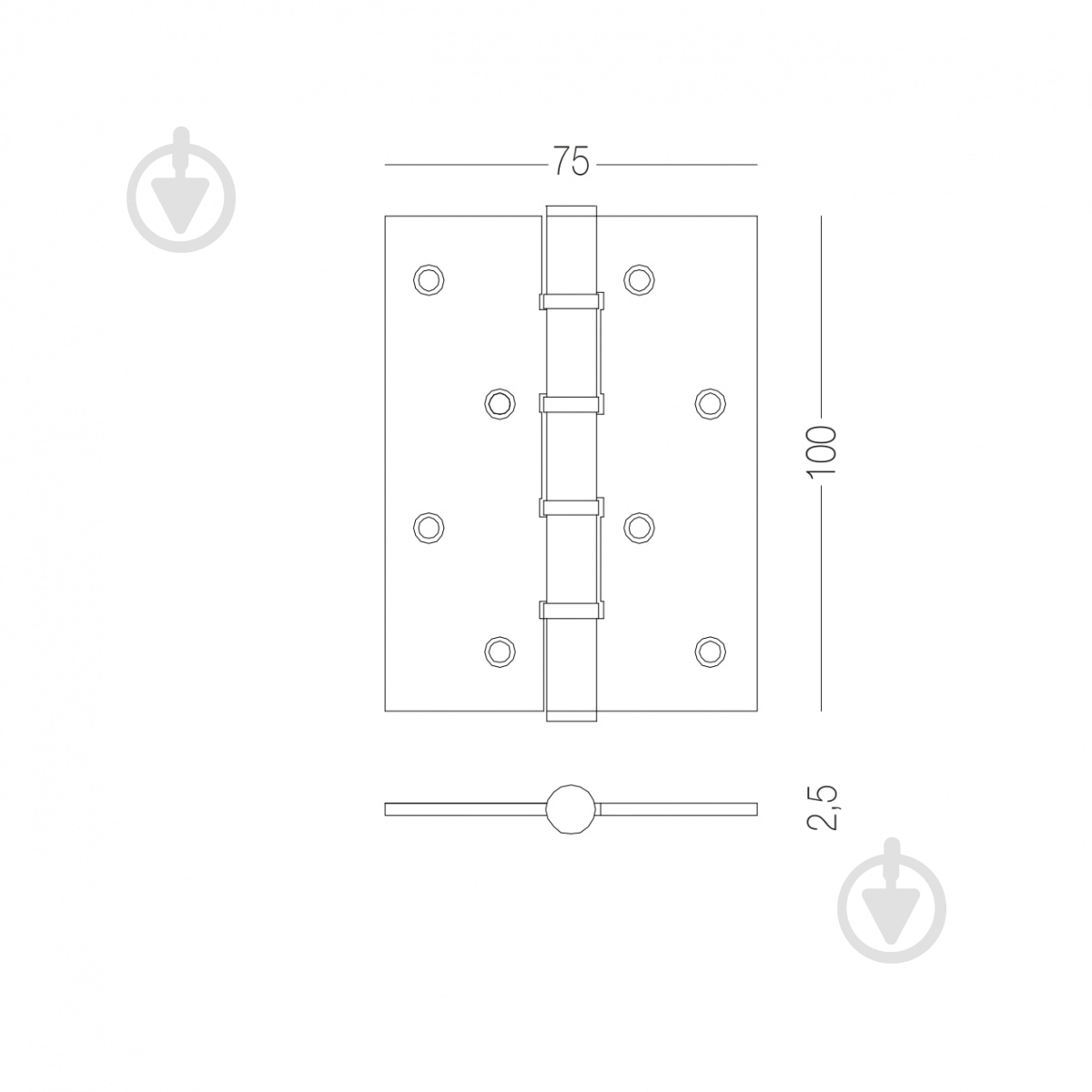 Петля Linde H-100 SB врезная 100x75x2,5 мм матовая латунь универсальная 1 шт. - фото 2 Петля Linde H-100 SB врезная 100x75x2,5 мм матовая латунь универсальная 1 шт. - фото 2