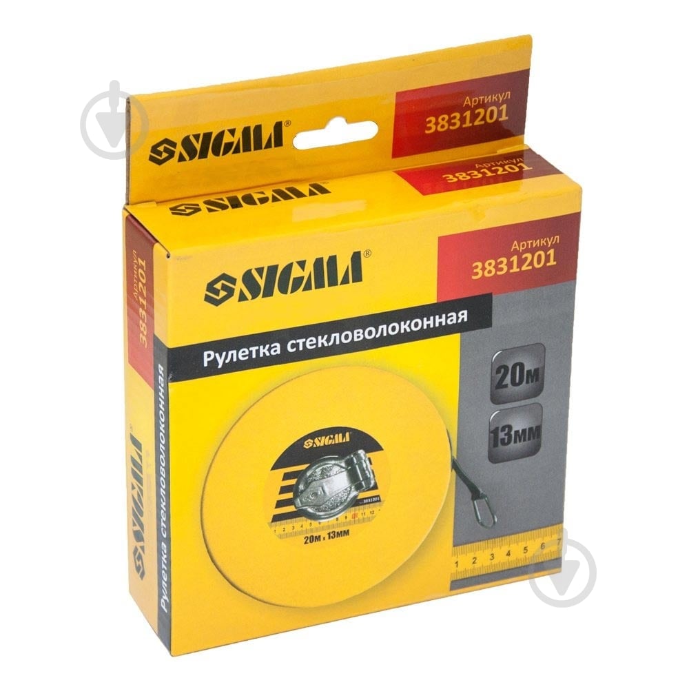 Рулетка Sigma скловолокно 3831201 20  м x 13  мм - фото 3