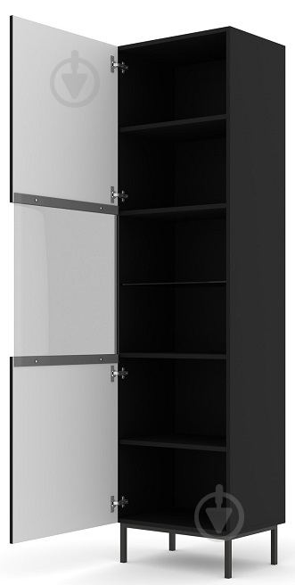 Витрина BIM Furniture Ravenna 1д 2170х600х420 мм черный матовый / черный матовый (RAVENNA_B_FOILED_MDF_GLASS_CAS) - фото 2 Витрина BIM Furniture Ravenna 1д 2170х600х420 мм черный матовый / черный матовый (RAVENNA_B_FOILED_MDF_GLASS_CAS) - фото 2