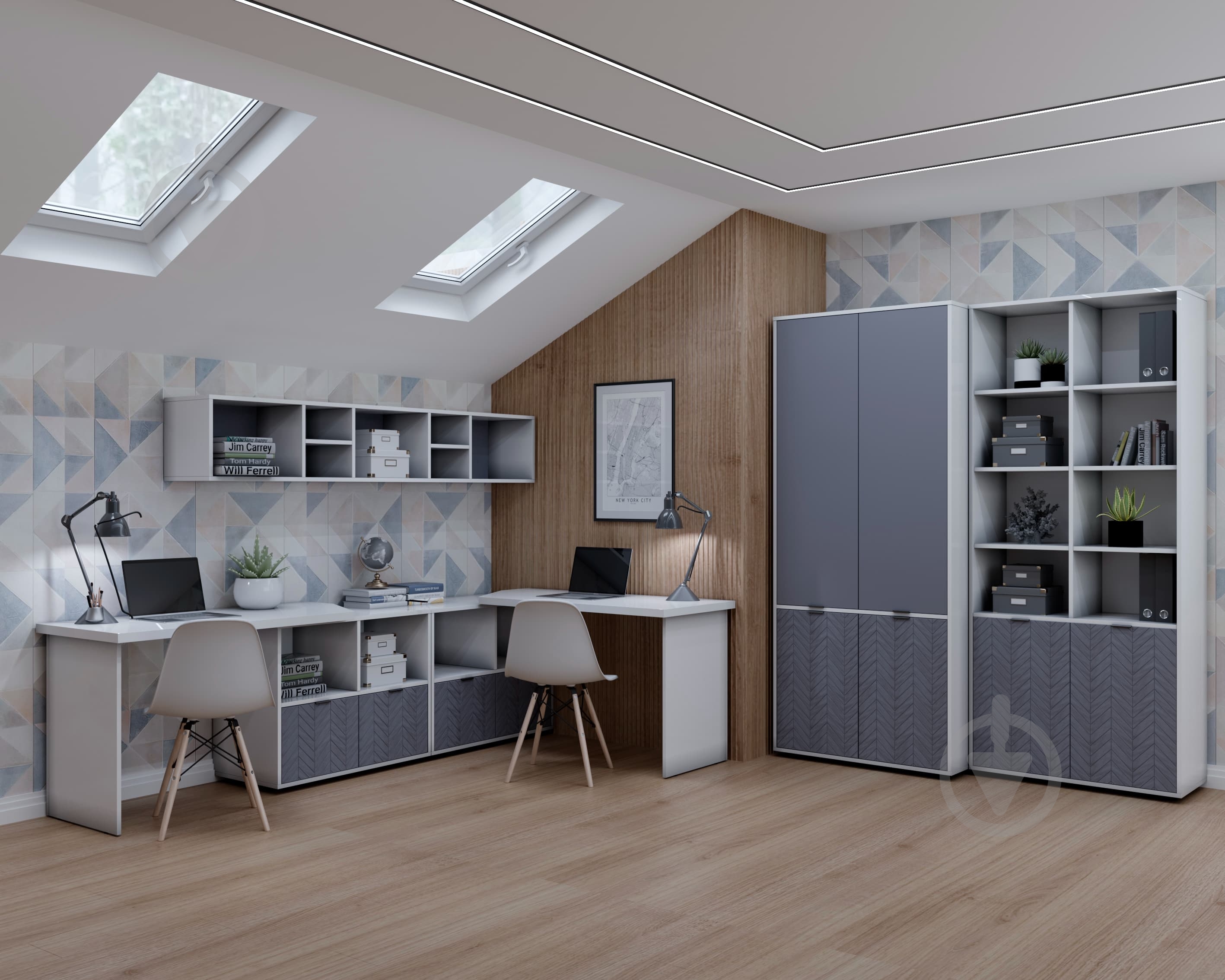 Шкаф Visent Энерти 4дв Е22 серый супермат / белый - фото 1