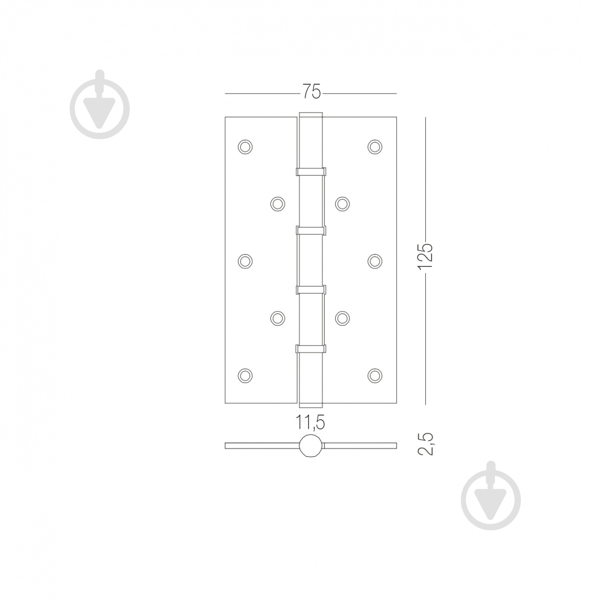 Петля Linde H-120 SN накладная d11,5 125x75x2,5 мм матовый никель универсальная 1 шт. - фото 2 Петля Linde H-120 SN накладная d11,5 125x75x2,5 мм матовый никель универсальная 1 шт. - фото 2