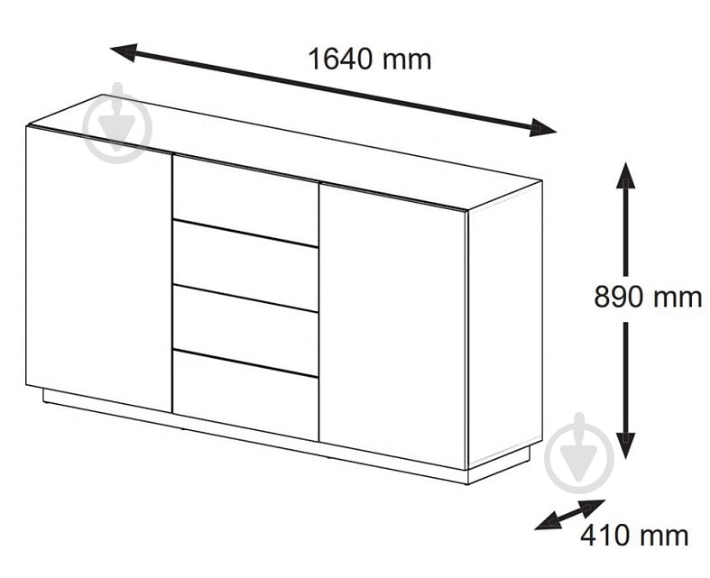 Комод BIM Furniture Aura 1640x890x410 мм дуб артізан/чорний матовий (AURA_KOM2D4S_DA) - фото 3 Комод BIM Furniture Aura 1640x890x410 мм дуб артізан/чорний матовий (AURA_KOM2D4S_DA) - фото 3