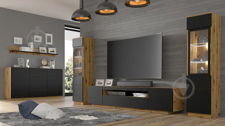 Комод BIM Furniture Aura 1640x890x410 мм дуб артізан/чорний матовий (AURA_KOM2D4S_DA) - фото 5 Комод BIM Furniture Aura 1640x890x410 мм дуб артізан/чорний матовий (AURA_KOM2D4S_DA) - фото 5