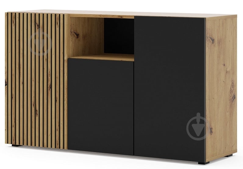 Комод BIM Furniture Auris 3д 1350x820x420 мм дуб артізан/чорний матовий (AURIS_KOM3D_DA_CM) - фото 1 Комод BIM Furniture Auris 3д 1350x820x420 мм дуб артізан/чорний матовий (AURIS_KOM3D_DA_CM) - фото 1