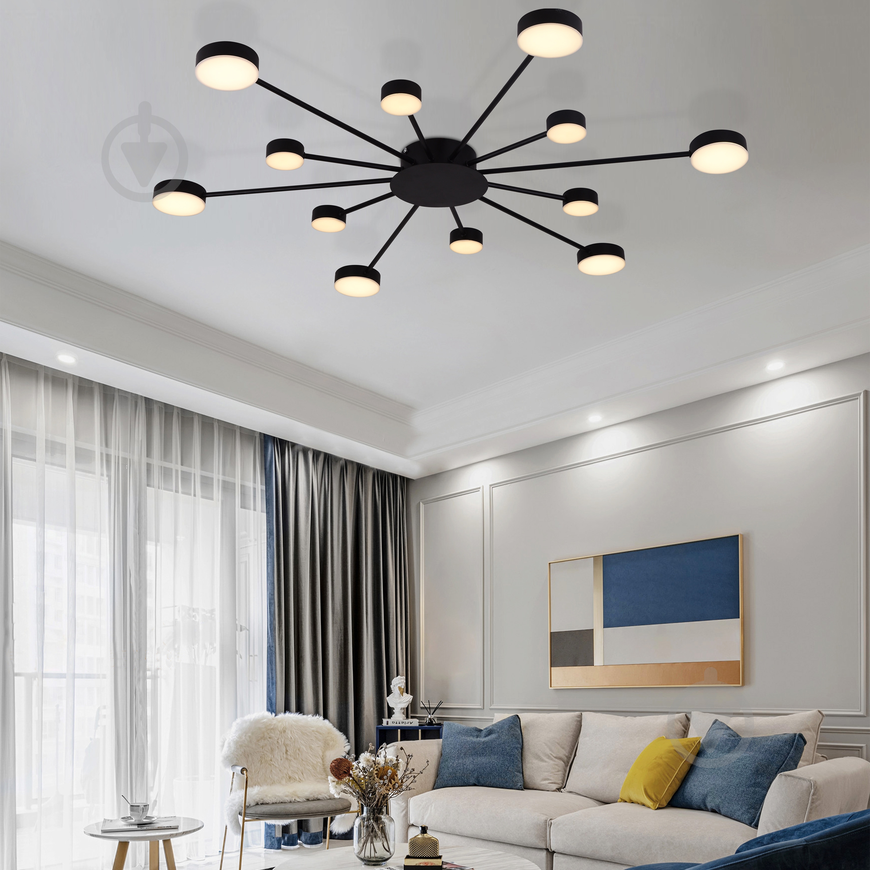 ᐉ Люстра Miorro LED Foresta 12x6,3 Вт LED-модуль чорний 51-313