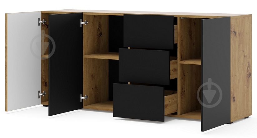 Комод BIM Furniture Auris 3д3ш 1800x820x420 мм дуб артізан/чорний матовий (AURIS_KOM_3D3S_DA) - фото 2 Комод BIM Furniture Auris 3д3ш 1800x820x420 мм дуб артізан/чорний матовий (AURIS_KOM_3D3S_DA) - фото 2