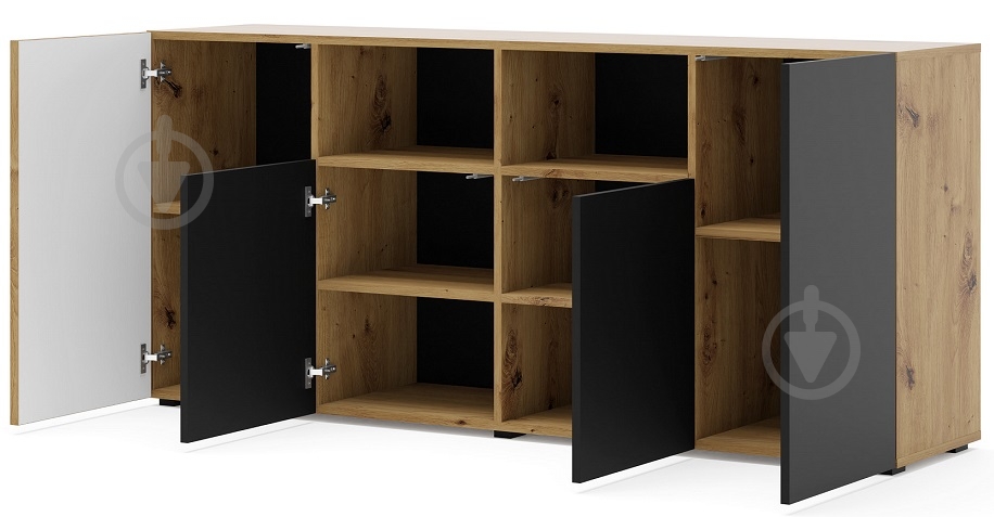 Комод BIM Furniture Auris 4д 1800x820x420 мм дуб артизан/черный матовый (AURIS_KOM4D_DA_CM) - фото 2 Комод BIM Furniture Auris 4д 1800x820x420 мм дуб артизан/черный матовый (AURIS_KOM4D_DA_CM) - фото 2