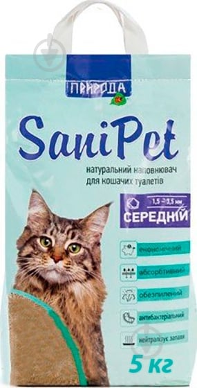 Наполнитель Природа бентонитовый SANI PET средний 5 кг - фото 1