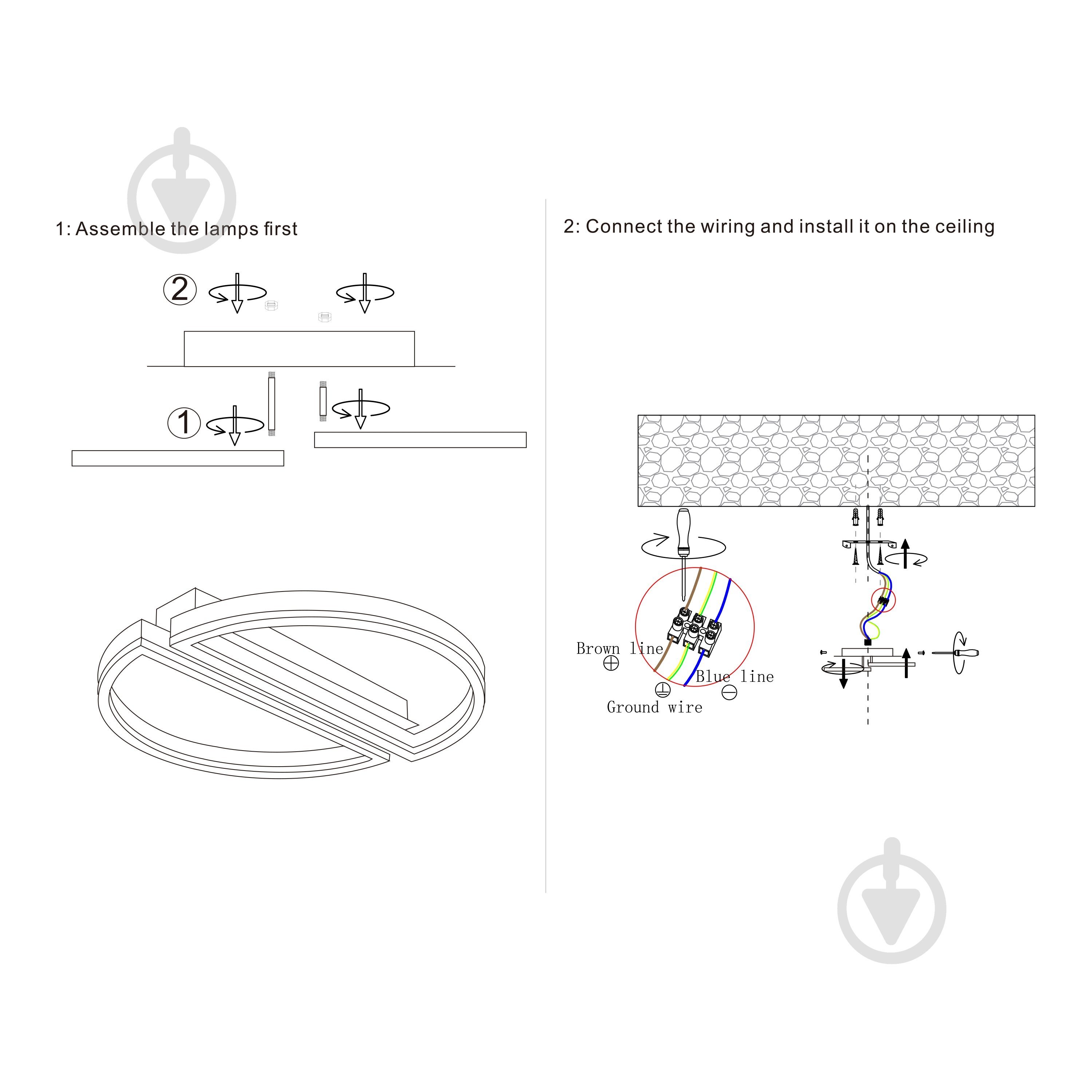Люстра стельова Miorro LED Amico 2x58 Вт LED-модуль чорний 51-313-012 - фото 6