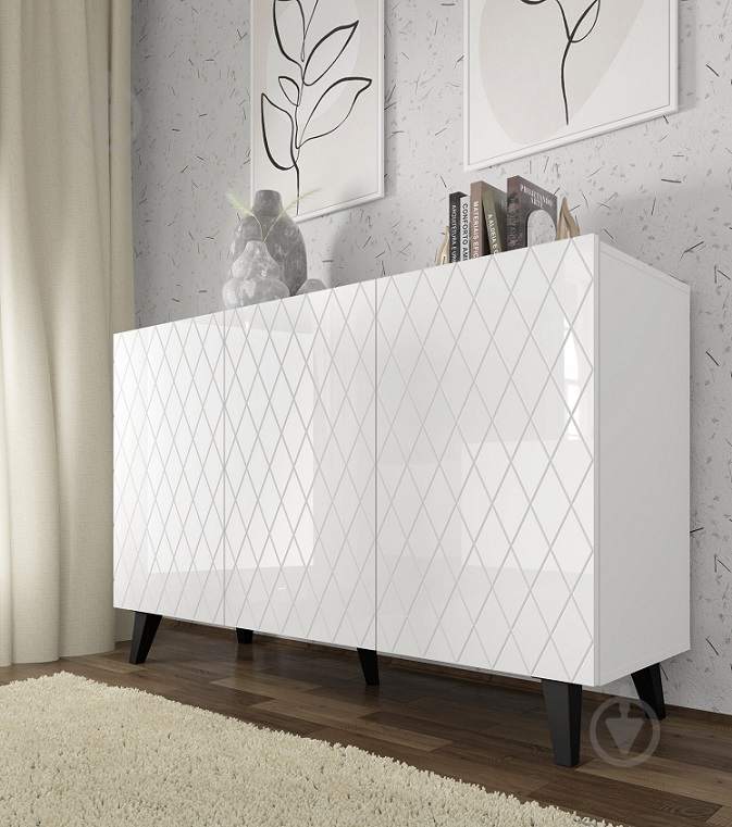 Комод BIM Furniture Diuna HG 1450x900x420 мм черный/белый матовый/белый глянец (DIUNA_COM_145_3D_WM_WG_BL) - фото 6 Комод BIM Furniture Diuna HG 1450x900x420 мм черный/белый матовый/белый глянец (DIUNA_COM_145_3D_WM_WG_BL) - фото 6