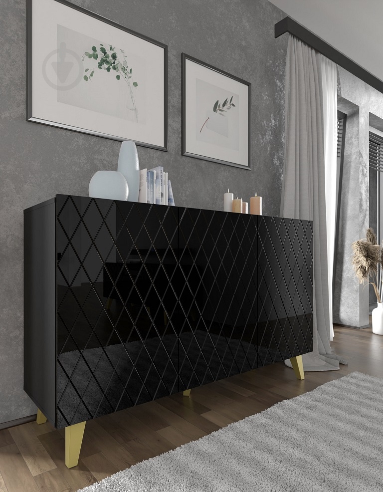 Комод BIM Furniture Diuna HG 1450x900x420 мм золотий/чорний матовий (DIUNA_COM_145_3D_BM_BG_GL) - фото 5 Комод BIM Furniture Diuna HG 1450x900x420 мм золотий/чорний матовий (DIUNA_COM_145_3D_BM_BG_GL) - фото 5