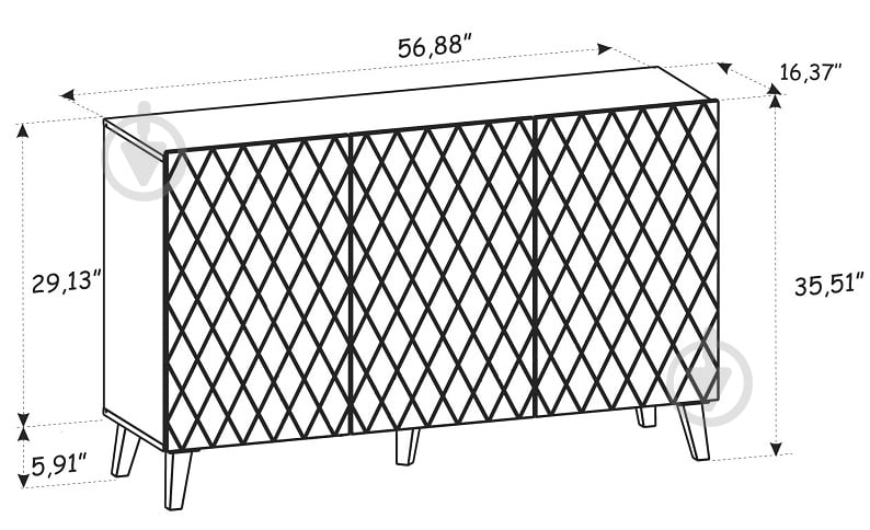 Комод BIM Furniture Diuna HG 1450x900x420 мм золотий/чорний матовий (DIUNA_COM_145_3D_BM_BG_GL) - фото 3 Комод BIM Furniture Diuna HG 1450x900x420 мм золотий/чорний матовий (DIUNA_COM_145_3D_BM_BG_GL) - фото 3
