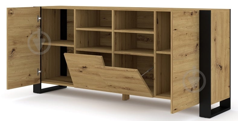 Комод BIM Furniture Mondi 1880x840x400 мм чорний матовий/дуб артізан (MONDI_KOM_2D2K_188_DA) - фото 2 Комод BIM Furniture Mondi 1880x840x400 мм чорний матовий/дуб артізан (MONDI_KOM_2D2K_188_DA) - фото 2