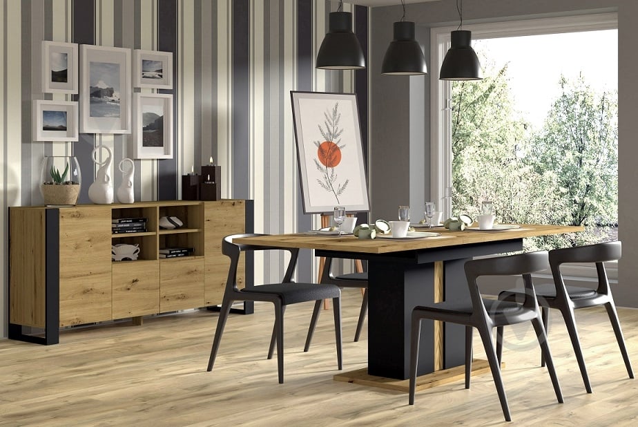 Комод BIM Furniture Mondi 1880x840x400 мм чорний матовий/дуб артізан (MONDI_KOM_2D2K_188_DA) - фото 4 Комод BIM Furniture Mondi 1880x840x400 мм чорний матовий/дуб артізан (MONDI_KOM_2D2K_188_DA) - фото 4
