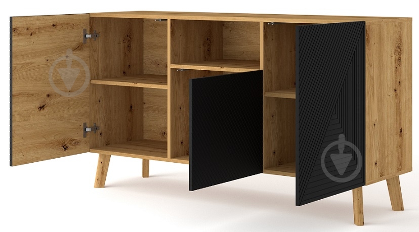 Комод BIM Furniture Luxi 1460x800x420 мм дуб артизан/черный матовый (LUXI_3D_146_KOMODA_ARTISAN) - фото 2