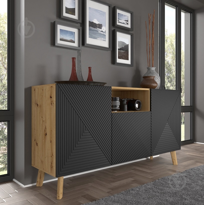 Комод BIM Furniture Luxi 1460x800x420 мм дуб артизан/черный матовый (LUXI_3D_146_KOMODA_ARTISAN) - фото 4