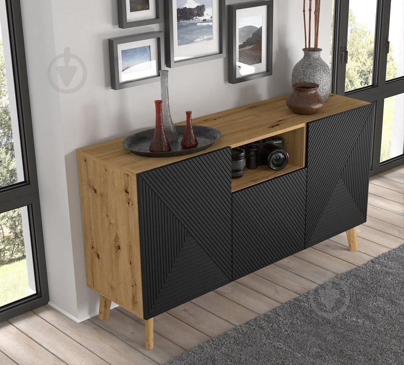 Комод BIM Furniture Luxi 1460x800x420 мм дуб артизан/черный матовый (LUXI_3D_146_KOMODA_ARTISAN) - фото 5