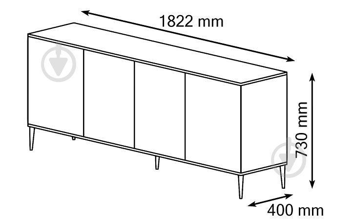 Комод BIM Furniture Petra 4д 1820x730x400 мм золотий/кашемір (PETRA_CABINET_182_4D_CASHMERE_) - фото 4 Комод BIM Furniture Petra 4д 1820x730x400 мм золотий/кашемір (PETRA_CABINET_182_4D_CASHMERE_) - фото 4
