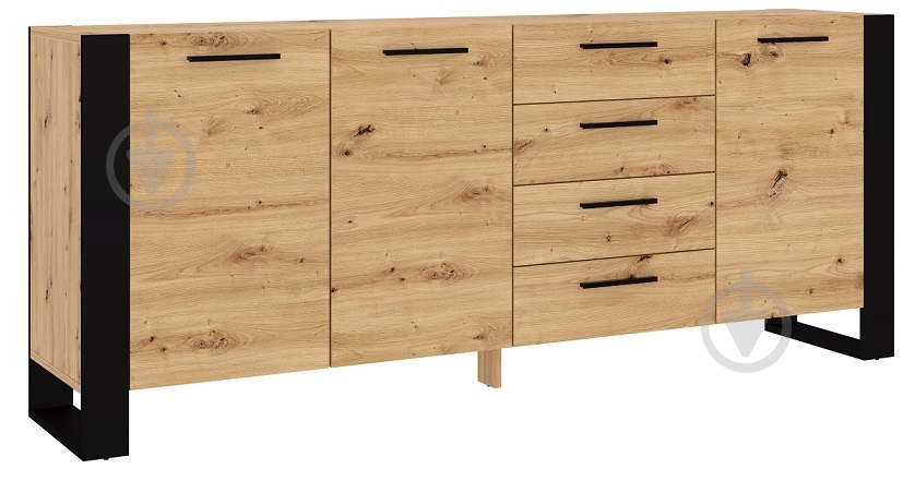 Комод BIM Furniture Nuka 3д4ш 1970x870x450 мм чорний матовий/дуб артізан NUKA_K_ARTISAN - фото 1 Комод BIM Furniture Nuka 3д4ш 1970x870x450 мм чорний матовий/дуб артізан NUKA_K_ARTISAN - фото 1