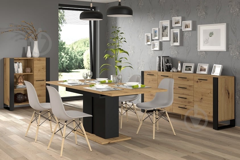Комод BIM Furniture Nuka 3д4ш 1970x870x450 мм чорний матовий/дуб артізан NUKA_K_ARTISAN - фото 4 Комод BIM Furniture Nuka 3д4ш 1970x870x450 мм чорний матовий/дуб артізан NUKA_K_ARTISAN - фото 4