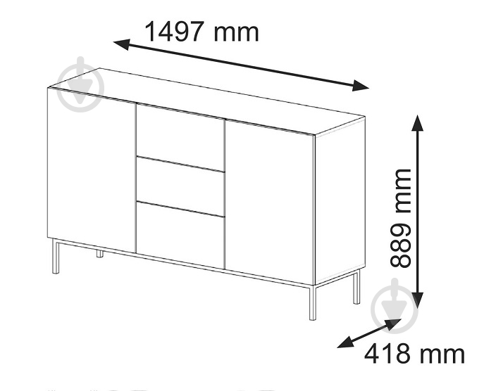 Комод BIM Furniture Ravenna 2д3ш 1500x890x420 мм чорний матовий/білий матовий (RAVENNA_B_FOILED_MDF_CABINET_2) - фото 3 Комод BIM Furniture Ravenna 2д3ш 1500x890x420 мм чорний матовий/білий матовий (RAVENNA_B_FOILED_MDF_CABINET_2) - фото 3