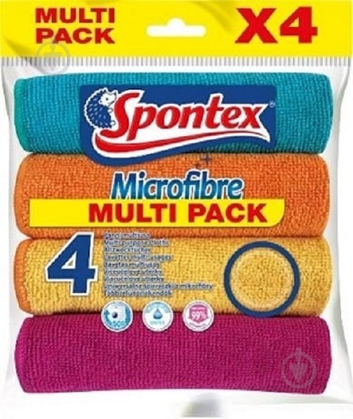 Набір серветок SPONTEX Multi Pack4 мікрофібра 4 шт. 30х30см 4 шт./уп. різнокольорові - фото 1