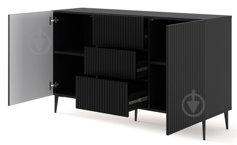 Комод BIM Furniture Ravenna 2д3ш 1500x870x420 мм чорний матовий/чорний матовий (RAVENNA_B_FOILED_MDF_CABINET_2) - фото 2 Комод BIM Furniture Ravenna 2д3ш 1500x870x420 мм чорний матовий/чорний матовий (RAVENNA_B_FOILED_MDF_CABINET_2) - фото 2