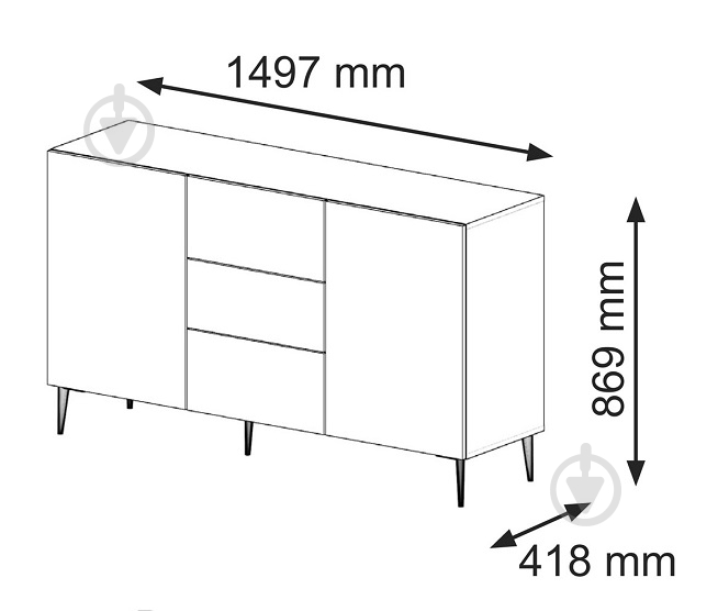 Комод BIM Furniture Ravenna 2д3ш 1500x870x420 мм чорний матовий/чорний матовий (RAVENNA_B_FOILED_MDF_CABINET_2) - фото 3 Комод BIM Furniture Ravenna 2д3ш 1500x870x420 мм чорний матовий/чорний матовий (RAVENNA_B_FOILED_MDF_CABINET_2) - фото 3
