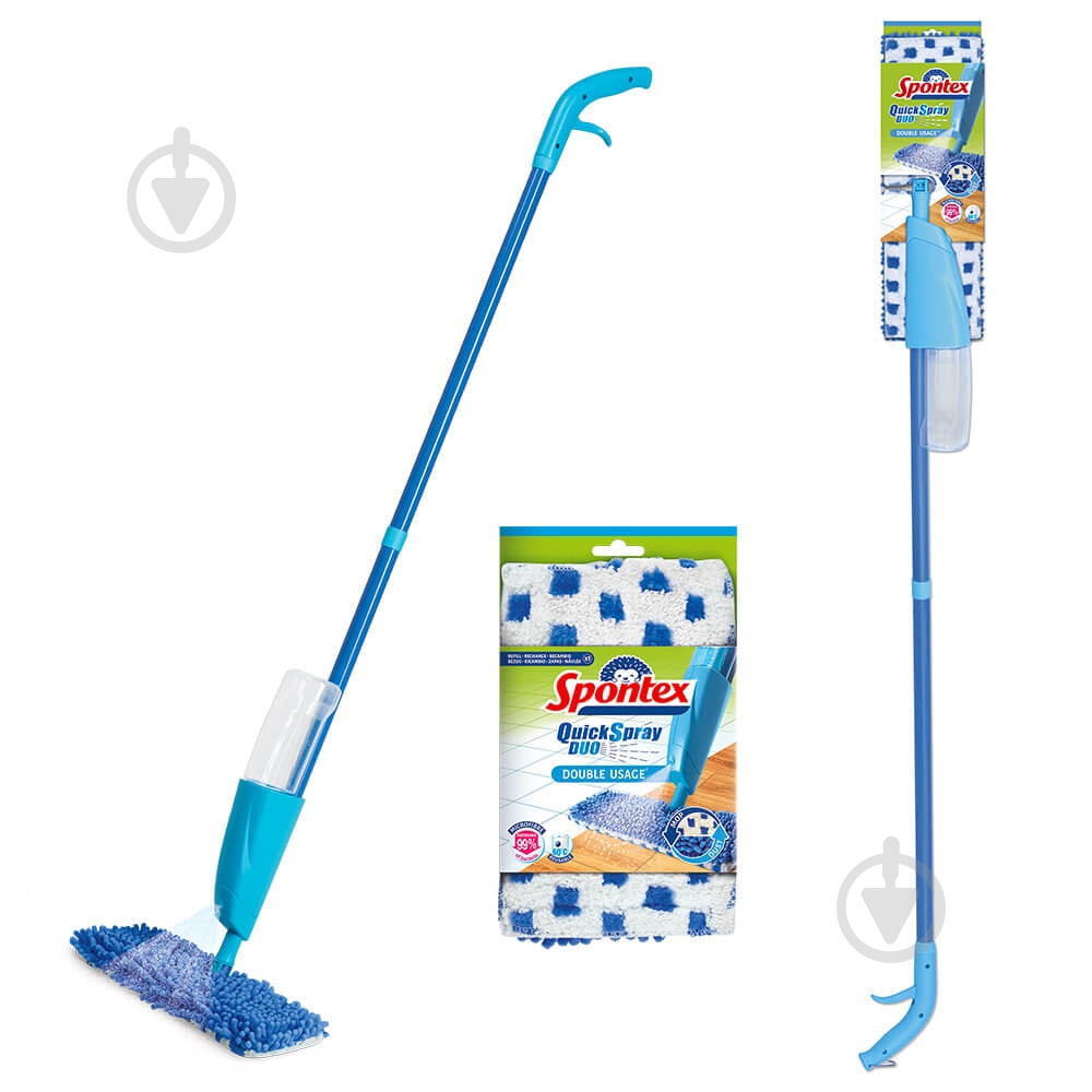 Швабра универсальное SPONTEX Quick Spray с распылителем 42 см - фото 1