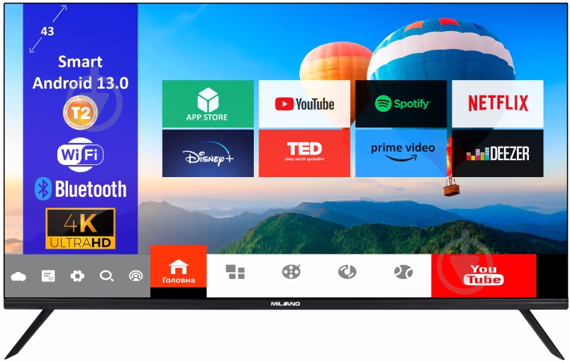 Телевизор Milano 50UHDT2S1323 4K UHD - фото 1