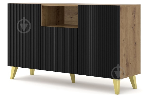 Комод BIM Furniture Ravenna 3д 1500x870x420 мм золотий/дуб артізан/чорний матовий (RAVENNA_PB_FOILED_MDF_CABINET_) - фото 1 Комод BIM Furniture Ravenna 3д 1500x870x420 мм золотий/дуб артізан/чорний матовий (RAVENNA_PB_FOILED_MDF_CABINET_) - фото 1
