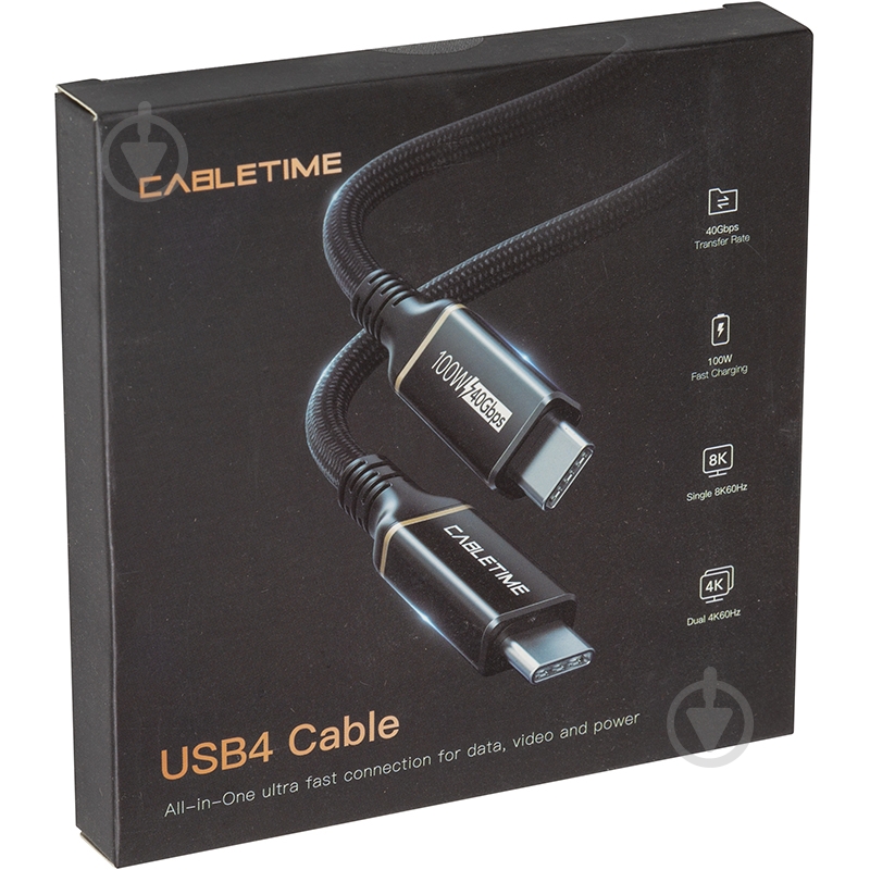 Кабель PowerPlant USB4 USB-C - USB-C 1 м черный (CA913299) - фото 4