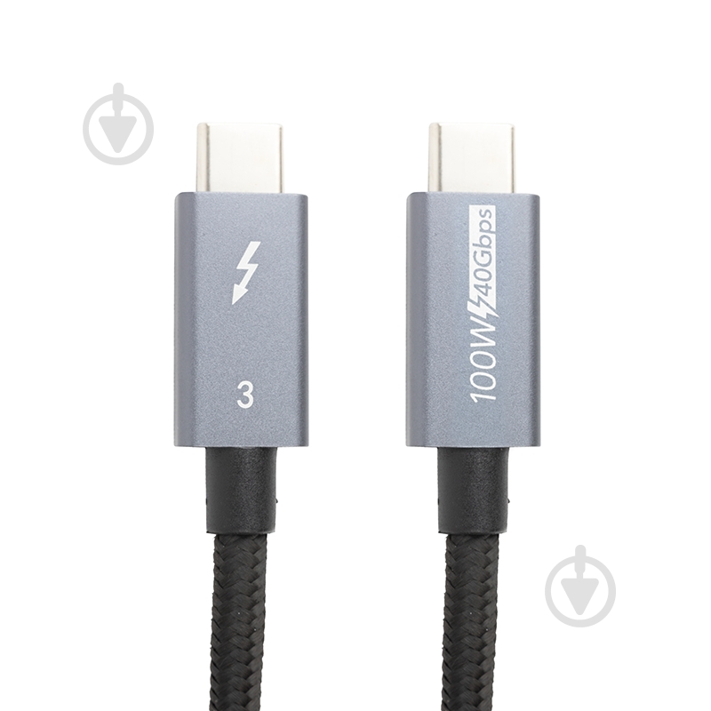 Кабель PowerPlant Thunderbolt 3 USB-C - USB-C 1 м серый (CA913336) - фото 1