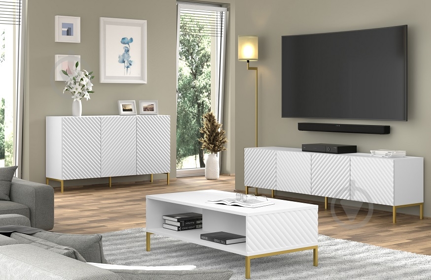 Комод BIM Furniture Surf 3д 1500x870x420 мм золотий/білий матовий (SURF_CABINET_3D_150_WHITE_MAT) - фото 4 Комод BIM Furniture Surf 3д 1500x870x420 мм золотий/білий матовий (SURF_CABINET_3D_150_WHITE_MAT) - фото 4