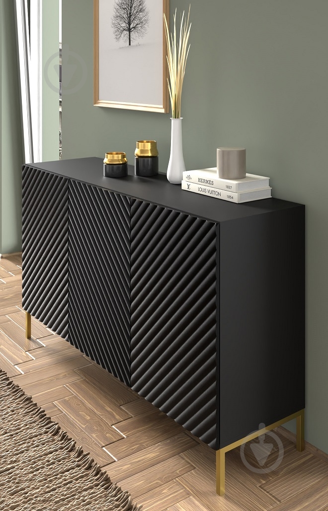 Комод BIM Furniture Surf 3д 1500x870x420 мм золотий/чорний матовий (SURF_CABINET_3D_150_BLACK_MAT) - фото 3