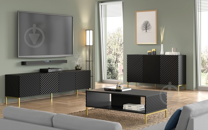 Комод BIM Furniture Surf 3д 1500x870x420 мм золотий/чорний матовий (SURF_CABINET_3D_150_BLACK_MAT) - фото 5