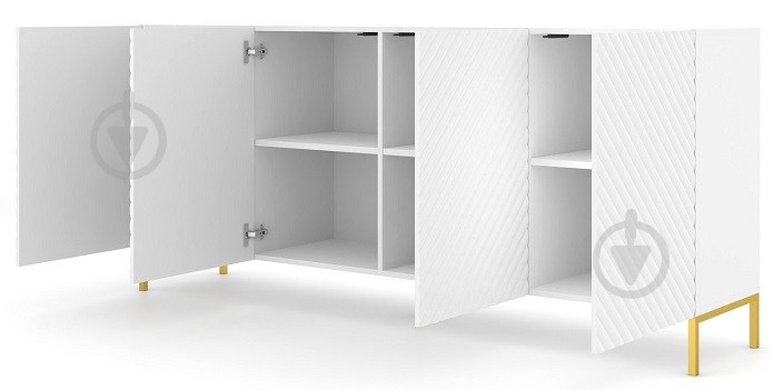 Комод BIM Furniture Surf 4д 2000x870x420 мм золотий/білий матовий (SURF_CABINET_200_4D_WHITE_MAT) - фото 2 Комод BIM Furniture Surf 4д 2000x870x420 мм золотий/білий матовий (SURF_CABINET_200_4D_WHITE_MAT) - фото 2