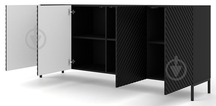 Комод BIM Furniture Surf 4д 2000x870x420 мм чорний/чорний матовий (SURF_CABINET_200_4D_BLACK_MAT_) - фото 2 Комод BIM Furniture Surf 4д 2000x870x420 мм чорний/чорний матовий (SURF_CABINET_200_4D_BLACK_MAT_) - фото 2