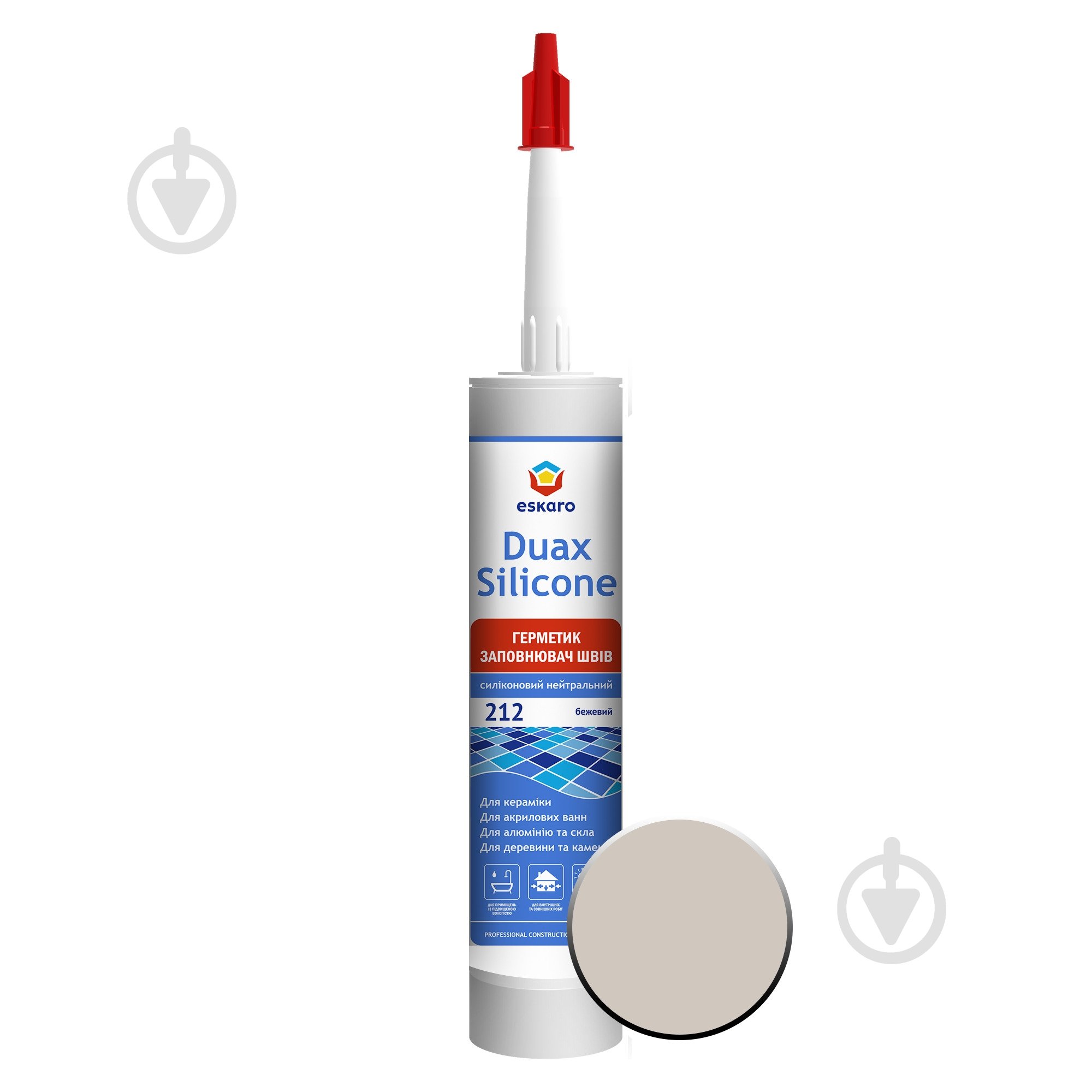 Герметик силіконовий Eskaro Duax Silicone №212 бежевий 300 мл 0,29 кг - фото 1